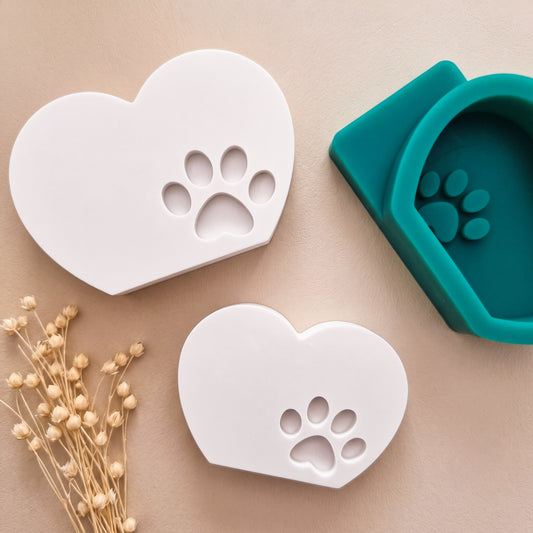 Silikonform Herz mit Pfote - Pfotenliebe Tierliebe Hund Katze - SF-2073