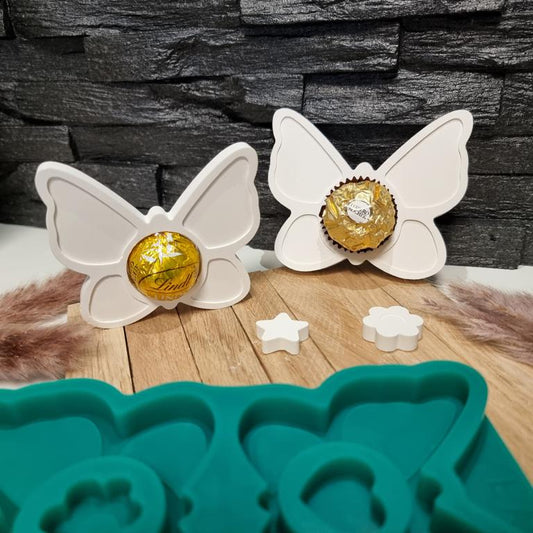 Silikonform Schmetterling für Schokokugel - Gastgeschenk mit Schokolade - SF-2050