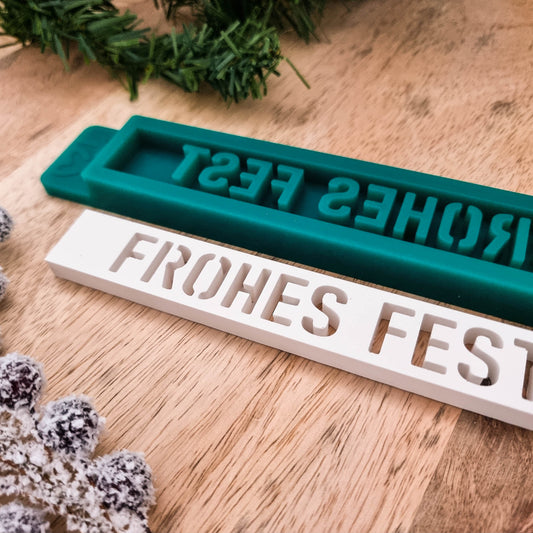 Silikonform Klötzchen Frohes Fest - Weihnachten - Klötzchen Gießform - SF-2125