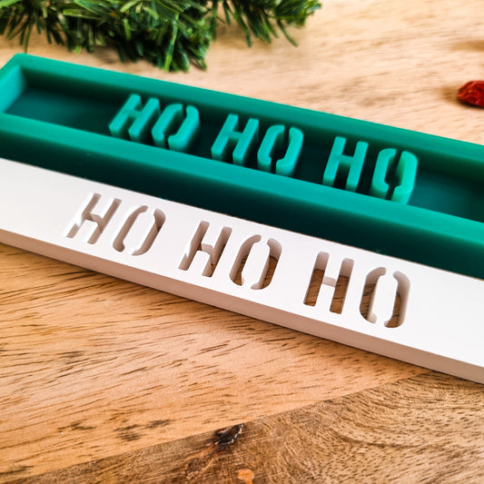 Silikonform Klötzchen HO HO HO - Weihnachten Winter Weihnachtsmann - Klötzchen Gießform - SF-2129