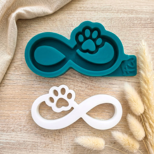 Silikonform Unendlichkeitszeichen mit Pfote - Tierliebe Hund Katze Haustier - SF-2100