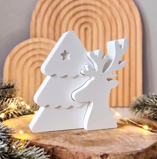Silikonform Tannenbaum mit Rentier - Weihnachten Winter - SF-2209