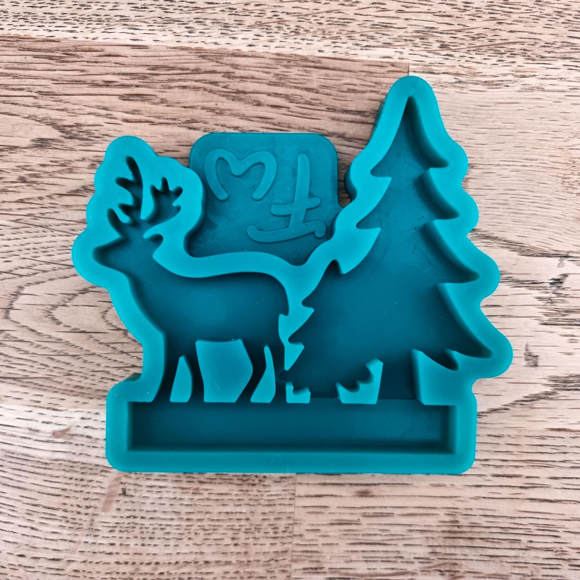 Silikonform Winterlandschaft Einschieber für Teelichthalter | Einschiebeform Rentier Tannenbaum | Formenwelt | SF-2114