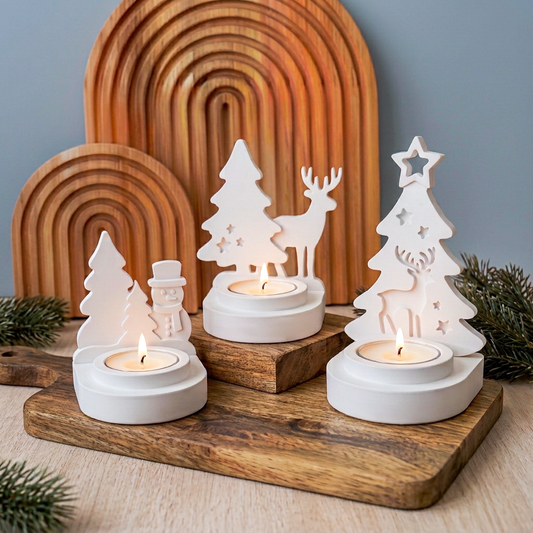 Silikonform Teelichthalter Weihnachten - Tannenbaum Schneemann Rentier - SF-2212
