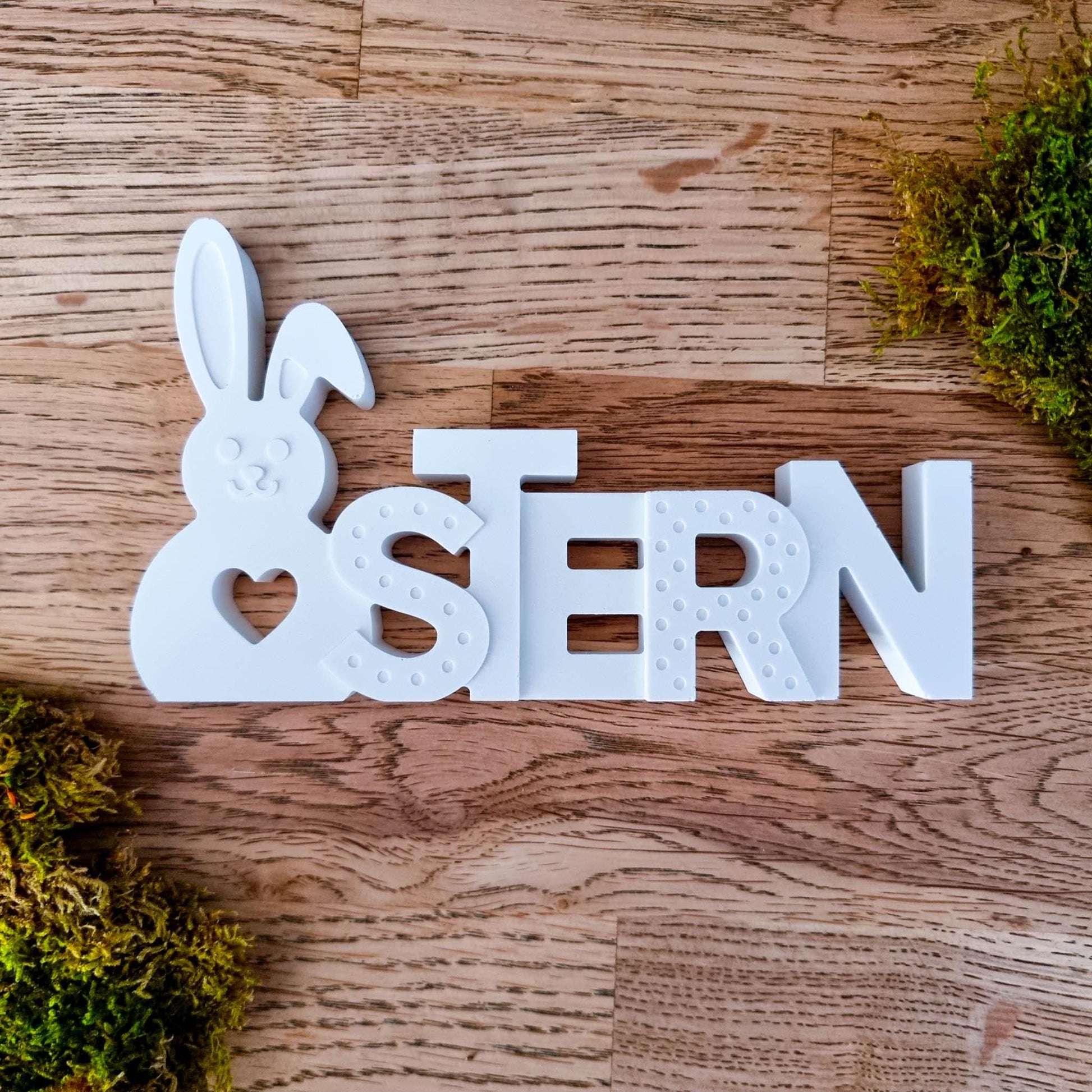 Silikonform Schriftzug Ostern mit Osterhase | Ostern Frühling Osterhase Herz | Gießform | SF-2163